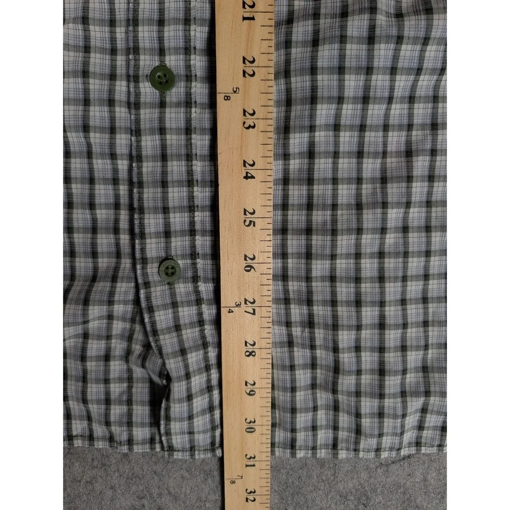 The North Face Mens Green Plaid Long Sleeve Mesh Lined Hiking Shirt XL